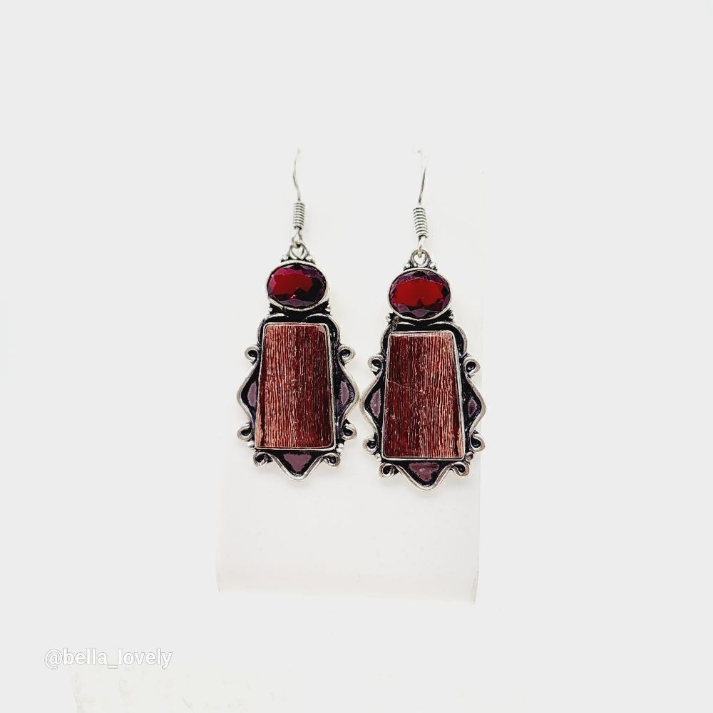 Red Rainbow Jasper Garnet Handmade Drop Dangle Earrings 2.29"